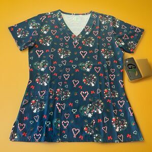 GT Performance Women's Scrub Top Size S Christmas